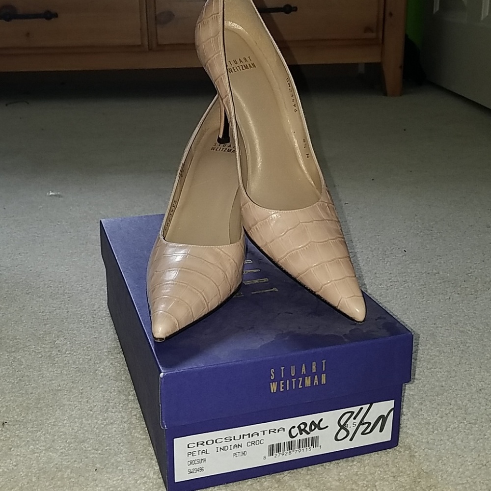 Stuart Weitzman Crocsumatra heels.